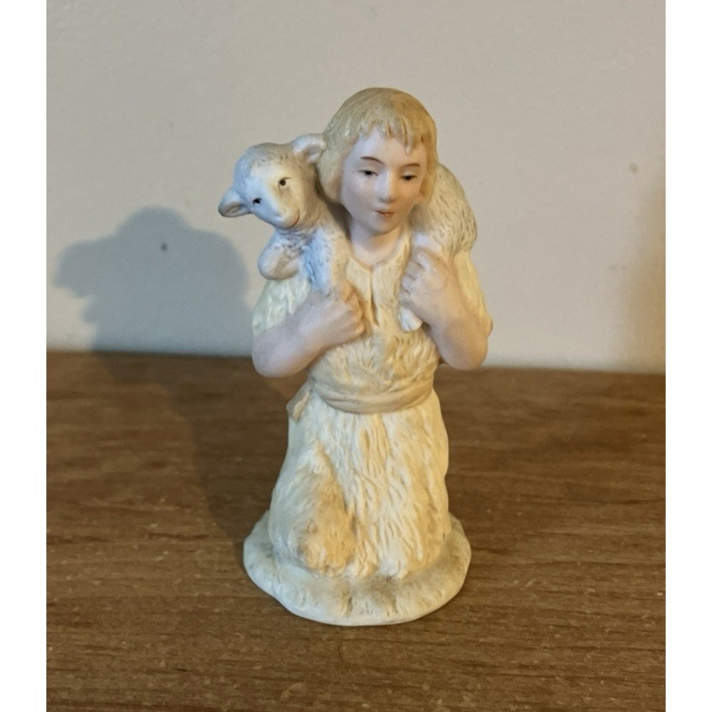 Vintage Shepherd Boy with Lamb Across Shoulders Figurine - 1984